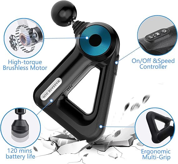 مسدس مساج اصلي متعدد السرعات مزود بـ 9 رأس لتقويه العضلات