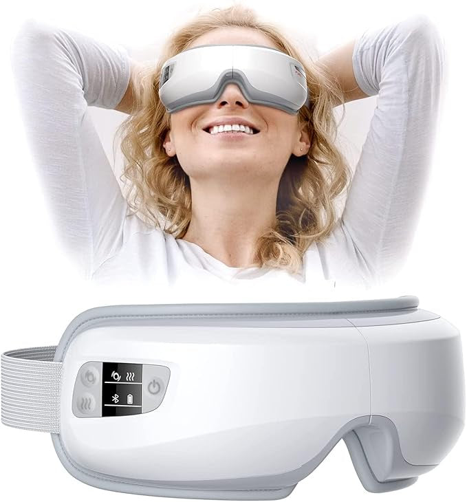 جهاز تدليك العين مع حرارة لتخفيف الصداع النصفي -مع بلوتوث وضغط هواء