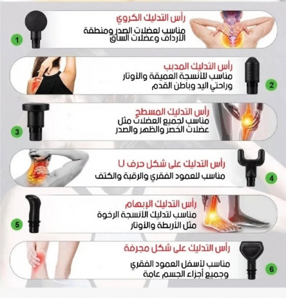 مسدس مساج MDHL متعدد الرؤوس + حقيبة